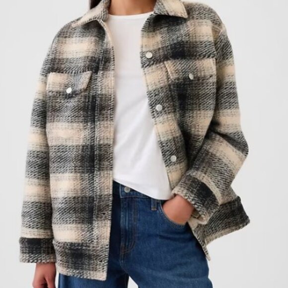 GAP Wool Relaxed Shirt Jacket sz XSP - Picture 1 of 7